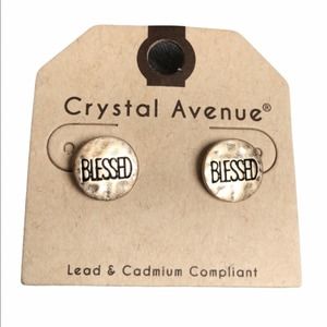 Gold BLESSED Graphic Stud earrings